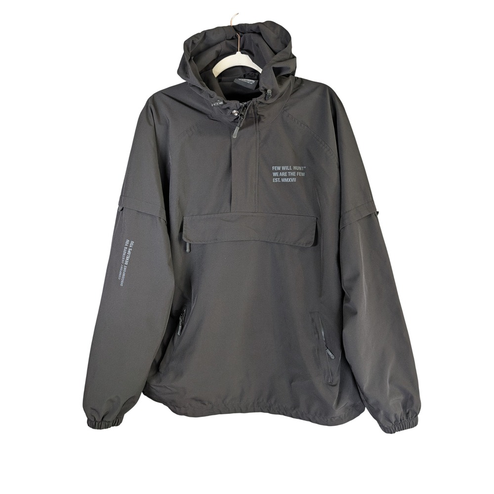 Few Will Hunt Pullover Hooded Jacket Mens L Black Windbreaker